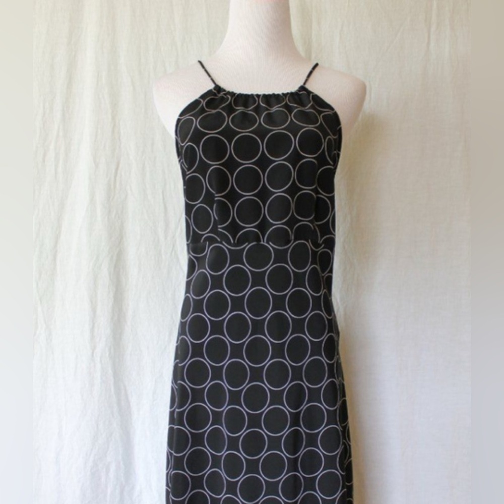Vintage 1990s New York & Company Elegant Black & white Geometric Pattern Dress